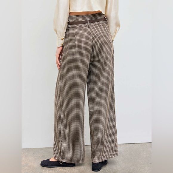 Cider Wide-Leg Pants Houndstooth High Waisted Dark Academia Size Large Women’s - Picture 3 of 8